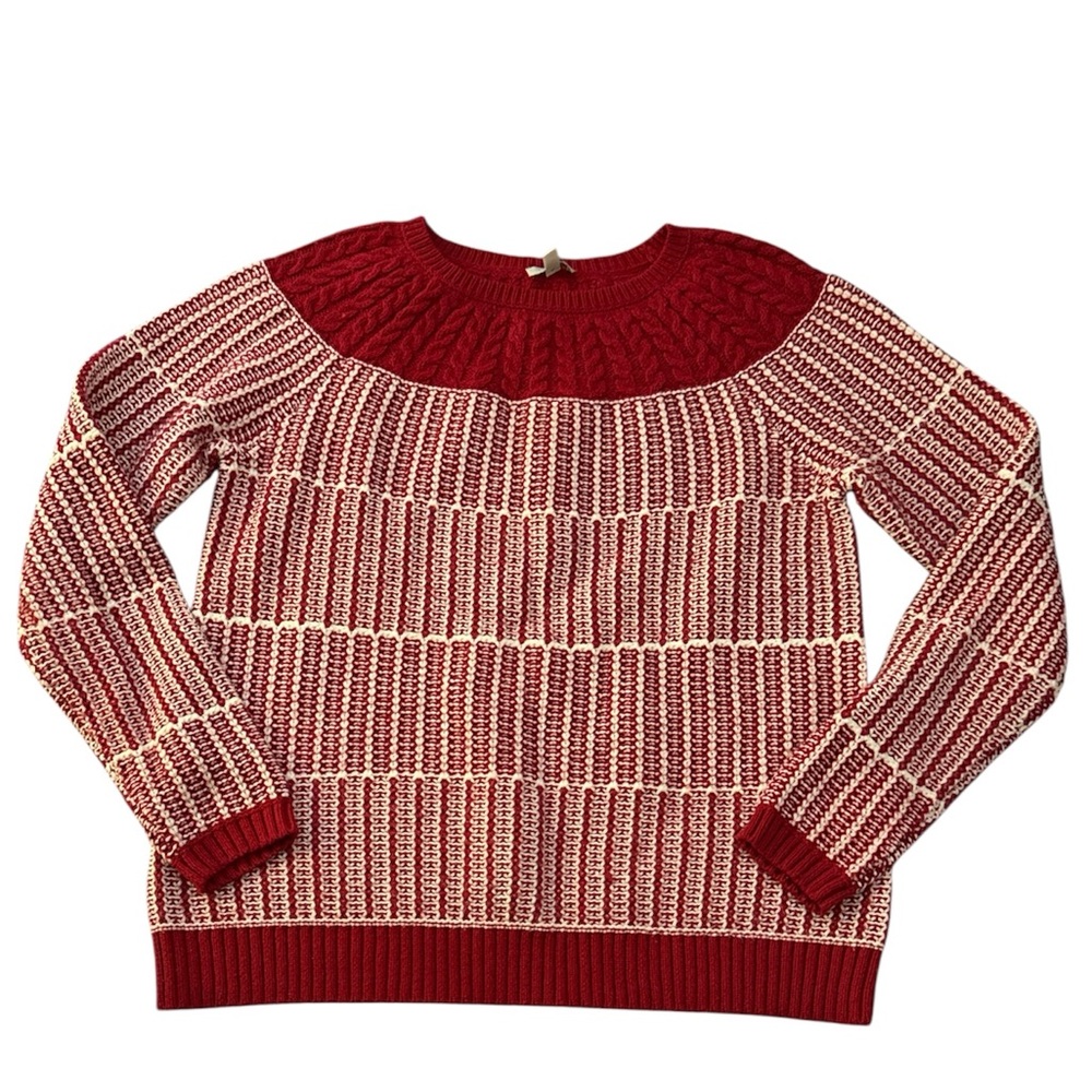 Talbots Red and Cream Knit Sweater